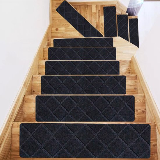 Houten trapmatten - 15-pack - antisliptapijt traptreden - zelfklevend - 8x30 inch herbruikbaar - antislip trapmatten - geborstelde reliëfmatten - veiligheidstapijt - eenvoudig te installeren - voor houten trappen binnenshuis