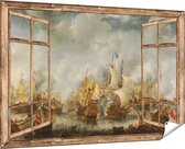 Gards Tuinposter Doorkijk Slag bij Terheide - Jan Abrahamsz. Beerstraten - 180x120 cm - Tuindoek - Tuindecoratie - Wanddecoratie buiten - Tuinschilderij