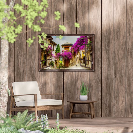 Affiche jardin Gards Village français transparent - 90x60 cm - Toile jardin - Décoration de jardin - Décoration murale extérieur - Tableau jardin
