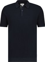 State of Art - Knitted Polo Navy - Regular-fit - Heren Poloshirt Maat L