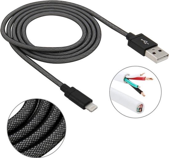 Câble de données / chargeur USB à tête métallique de haute qualité de 1 m, pour  iPhone... | bol.com