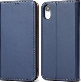 Horizontal Flip PU Leather Case voor iPhone XR, met houder & kaartsleuven & portemonnee (blauw)