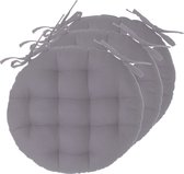 Atmosphera Tuinstoelkussens - 6x - grijs - katoen - 38 x 38 x 6.5 cm - wicker zitkussen rond