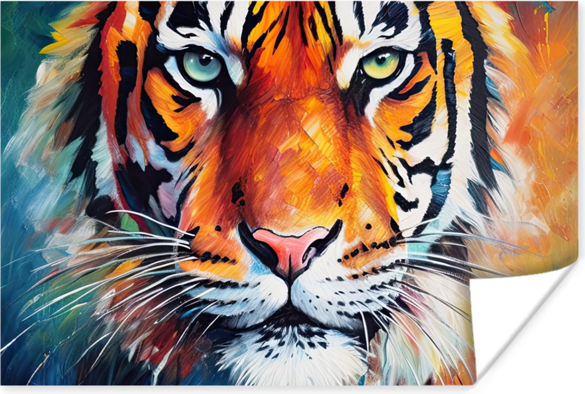 Poster Tijger - Dieren - Olieverf - Kunst - 120x80 cm