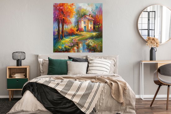 Affiche Paysage - Coloré - Peinture à l'huile - Art - 100x100 cm XXL