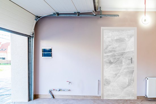 Deurposter 80x205 cm - Deursticker Marmer - Steen - Wit - Luxe - Marmerlook - Meubelfolie zelfklevend - Deurfolie woonkamer - Interieurfolie fotobehang - Deur plakfolie - Deurstickers - Deurbehang sticker - Kamer decoratie