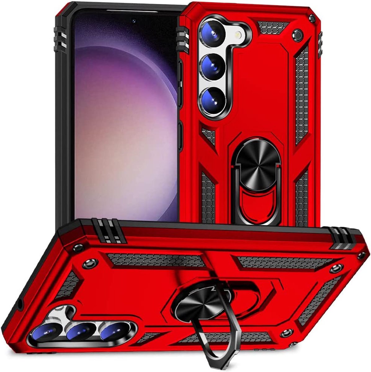 Samsung Galaxy S23 hoesje met Ringhouder - shockproof case - Rood