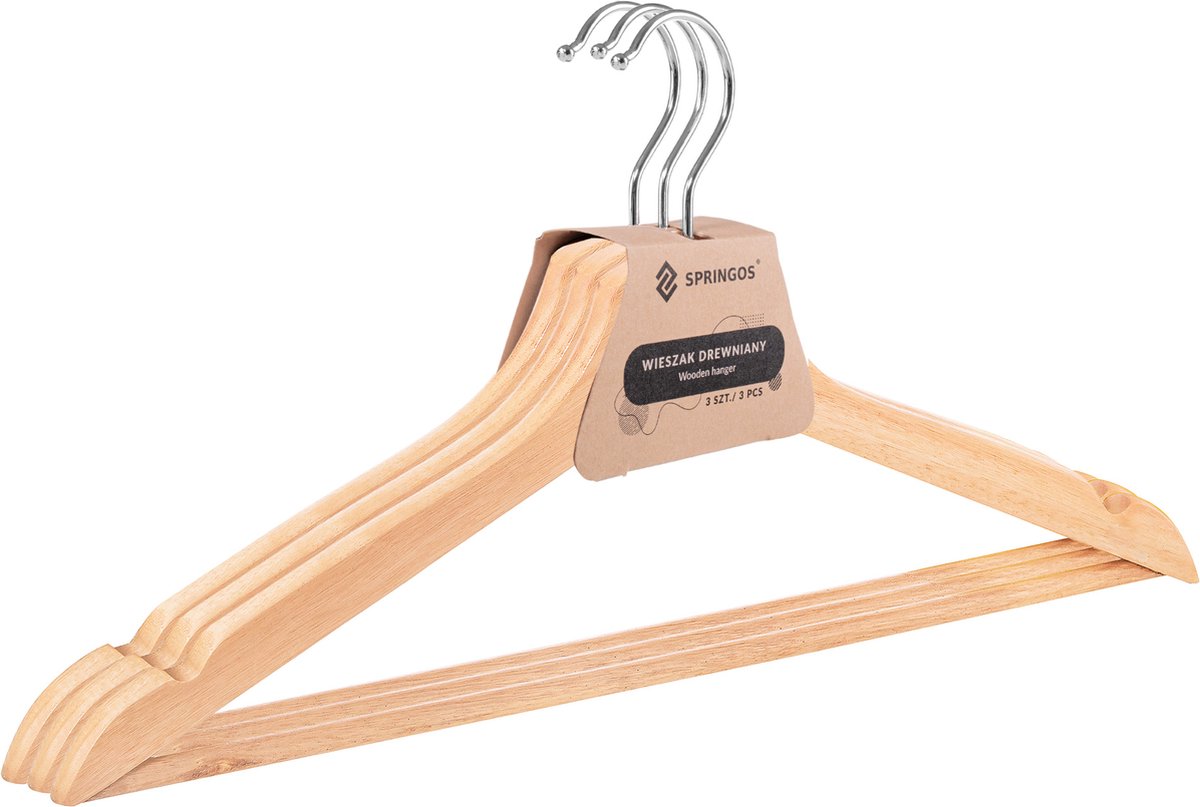 Springos Kledinghangers - Kledinghanger - 3 Stuks - Naturel