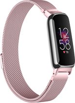 Milanees Smartwatch bandje - Geschikt voor Fitbit Inspire 3 Milanese band - roze - Strap-it Horlogeband / Polsband / Armband