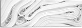 Dibond - Stapels Gevouwen Witte Bladeren - 90x30 cm Foto op Aluminium (Met Ophangsysteem)