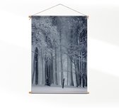 Textielposter Het winterse bos XL (125 X 90 CM) - Wandkleed - Wanddoek - Wanddecoratie