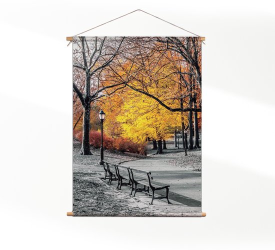 Textielposter Gele herfst CM) - Wandkleed - Wanddoek - Wanddecoratie