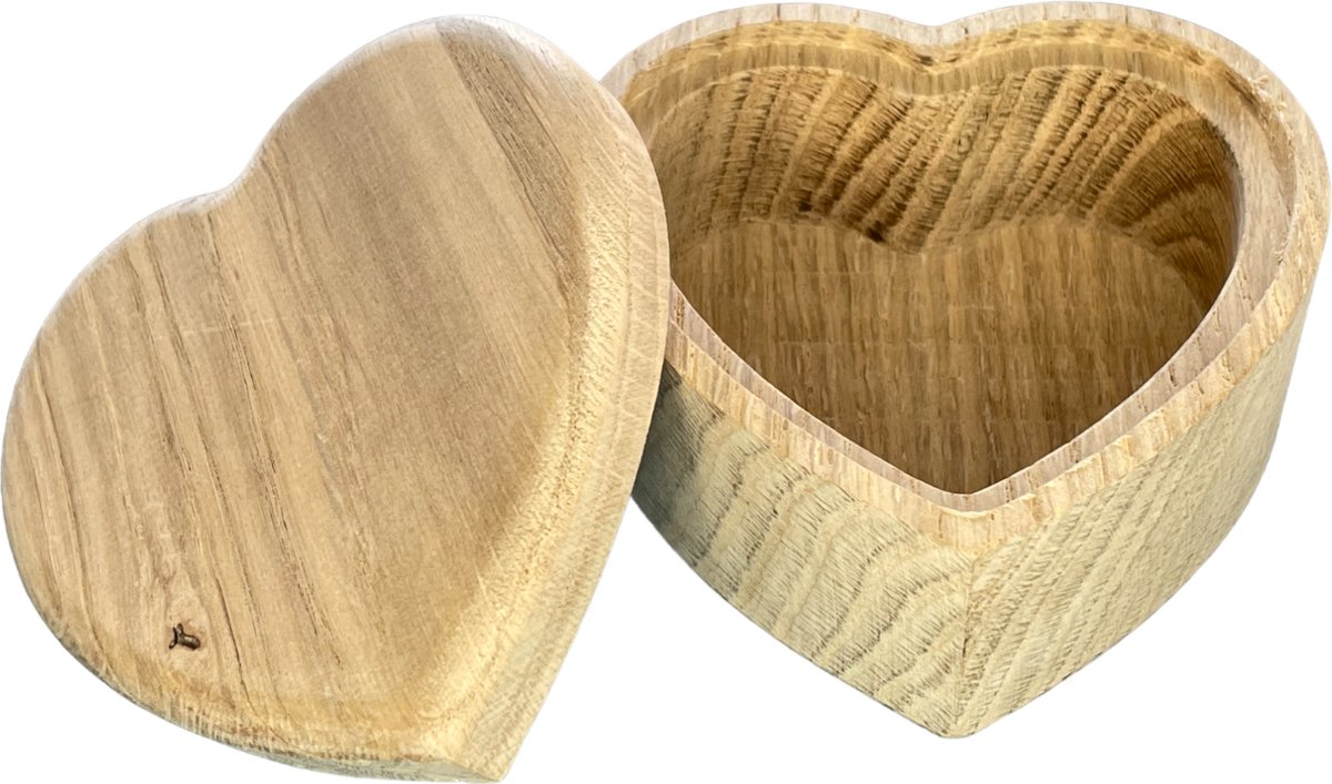 Herinneringsdoosje - herdenkingsdoosje - tandendoosje - haarlokdoosje - hout - frans eikenhout - hartvormig