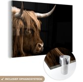 MuchoWow® Peinture sur verre 120x80 cm - Peinture sur verre acrylique - Highlander écossais - Fourrure - Animal - Photo sur verre - Peintures