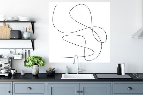 Muurstickers - Sticker Folie - Line art - Minimalisme - Abstract - 100x100 cm - Plakfolie - Muurstickers Kinderkamer - Zelfklevend Behang XXL - Zelfklevend behangpapier - Stickerfolie