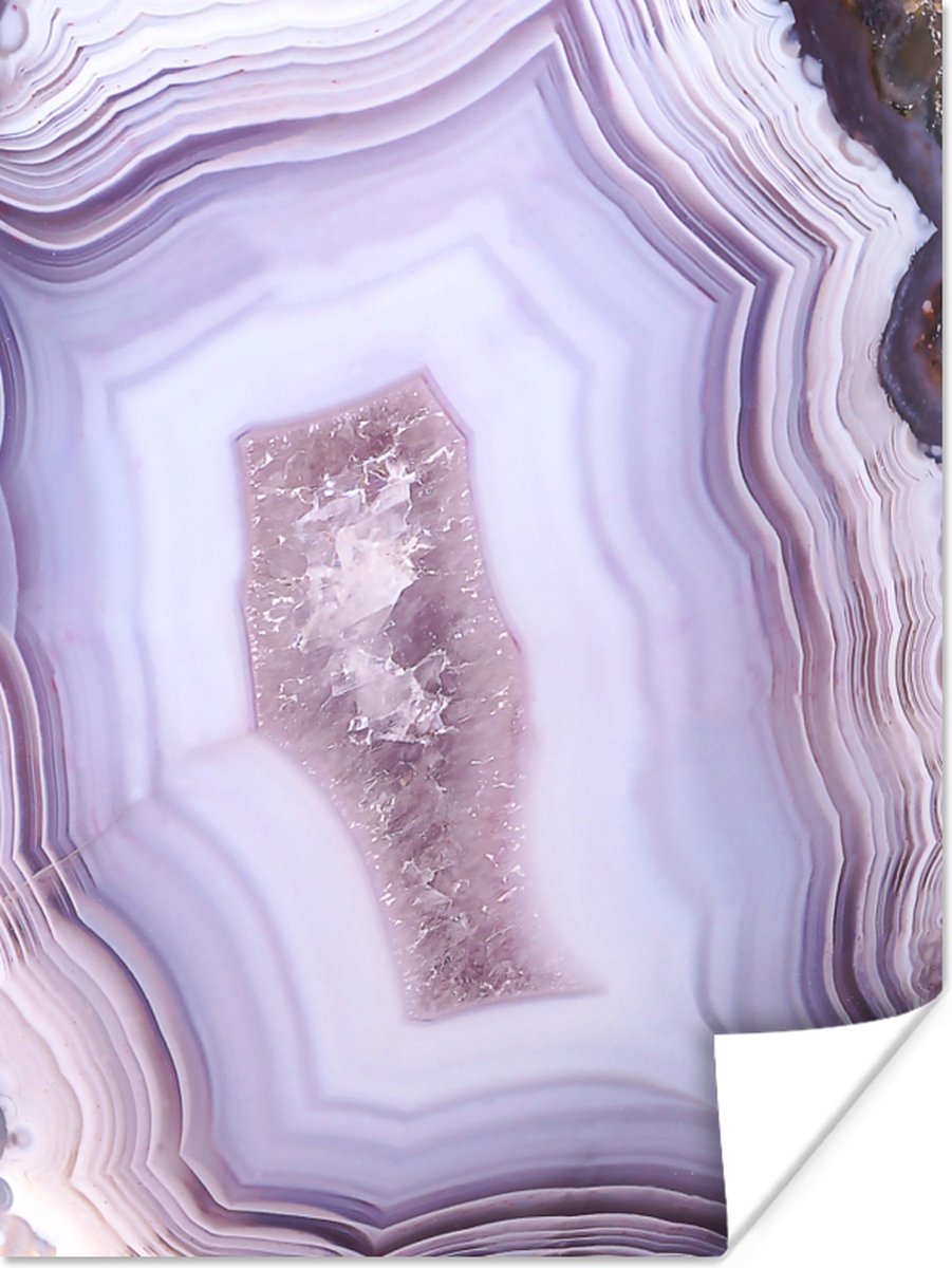 Poster Abstract - Geode - Roze - Edelsteen - 90x120 cm