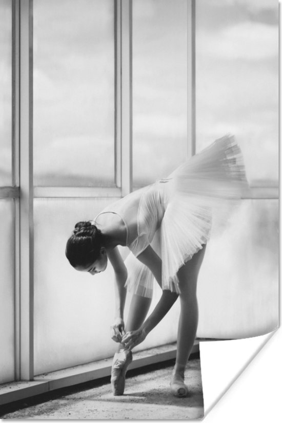 Poster - Vrouw - Ballet - Ballerina - Portret - Posters zwart wit - 20x30 cm - Muurposter - Wanddecoratie