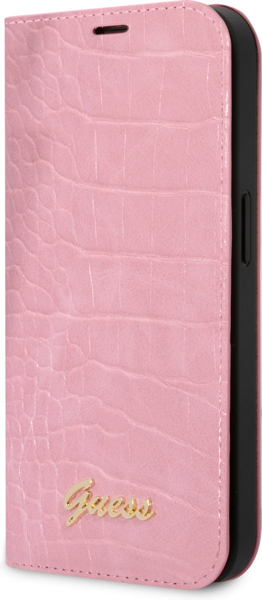 Guess iPhone 14 Plus Book Case hoesje - Croco - 3 pasjes - Roze