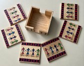 Hand Painted Warli Art Coasters - Set of 6
