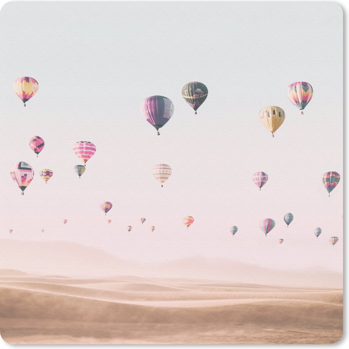 Muismat 30x30 cm - Mousepad Luchtballon - Woestijn - Lucht - Landschap - Natuur - Muismatten