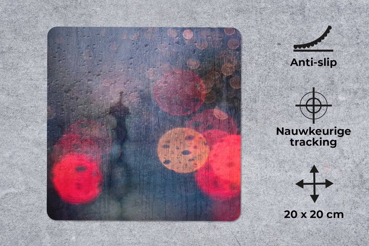 Muismat 20x20 cm - Mousepad Abstract - Druppels - Kleuren - Regen - Muismatten