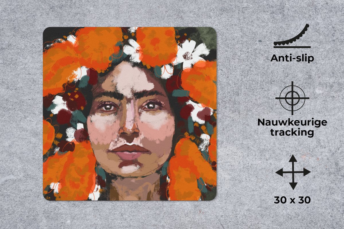 Muismat 30x30 cm - Mousepad Abstract - Vrouw - Portret - Verf - Muismatten