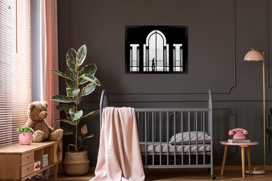 Cadre photo avec poster - Zwart - Wit - Fenêtre - Homme - 80x60 cm - Cadre poster