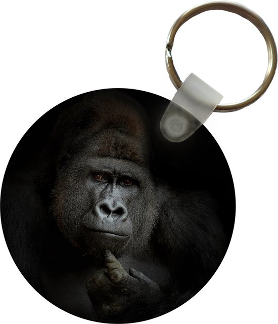 Sleutelhanger - Gorilla - Aap - Dieren - Zwart wit - Plastic - Rond - Uitdeelcadeautjes