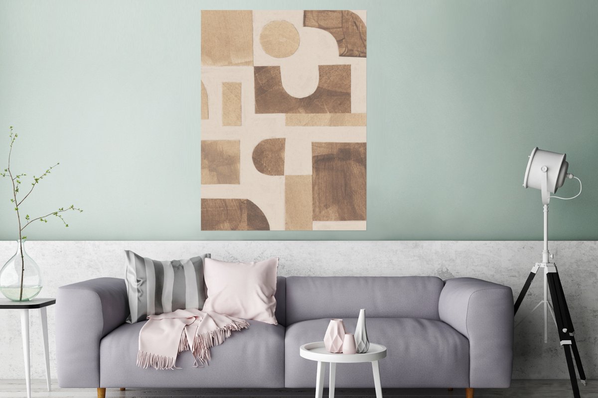 Poster Abstract - Puzzel - Vormen - Kleuren - 90x120 cm