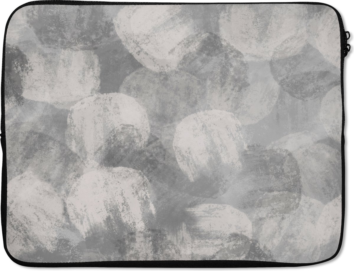 Laptophoes 17 inch - Abstract - Verf - Grijs - Schilderij - Laptop sleeve - Binnenmaat 41x28 cm - Zwarte achterkant