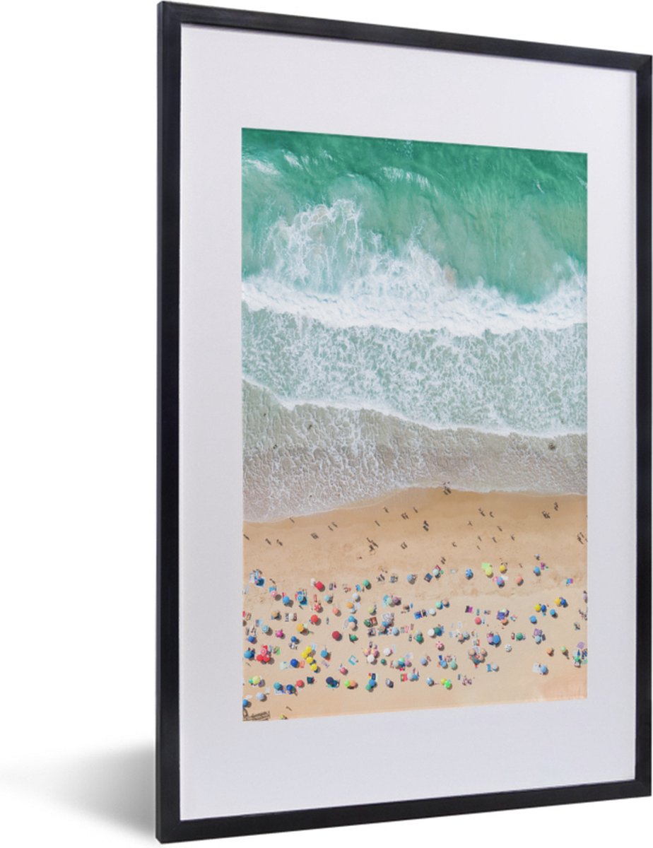 Fotolijst incl. Poster - Zee - Strand - Parasols - Water - Zomer - 40x60 cm - Posterlijst