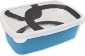Broodtrommel Blauw - Lunchbox - Brooddoos - Abstract - Vormen - Zwart - Cirkels - 18x12x6 cm - Kinderen - Jongen