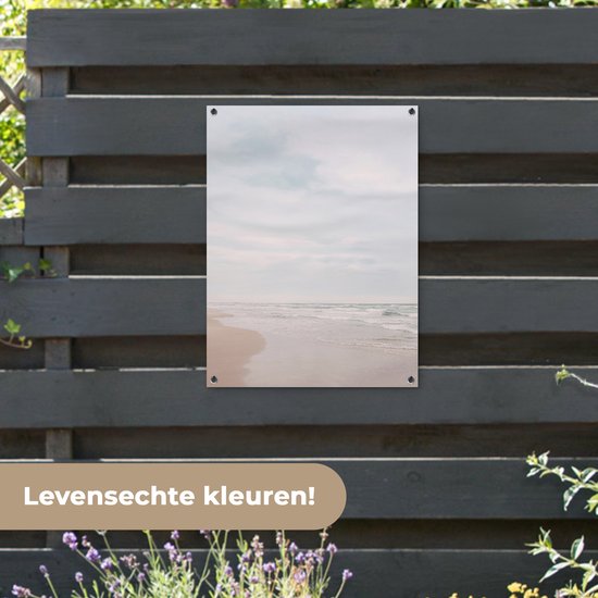 Tuinposter 60x80 cm - Tuindecoratie Zee - Strand - Golven - Natuur - Zomer - Poster voor in de tuin - Buiten decoratie - Schutting tuinschilderij - Tuindoek muurdecoratie - Wanddecoratie balkondoek