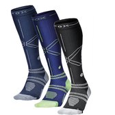 STOX Energy Socks - 3 Pack Sportsokken voor Mannen - Premium Compressiesokken - Kleuren: Blauw/Grijs,Donkerblauw/Geel en Zwart/Grijs - Maat: XLarge - 3 Paar - Voordeel - Mt 46-49