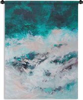 Wandkleed - Wanddoek - Abstract - Zee - Blauw - Verf - 60x80 cm - Wandtapijt