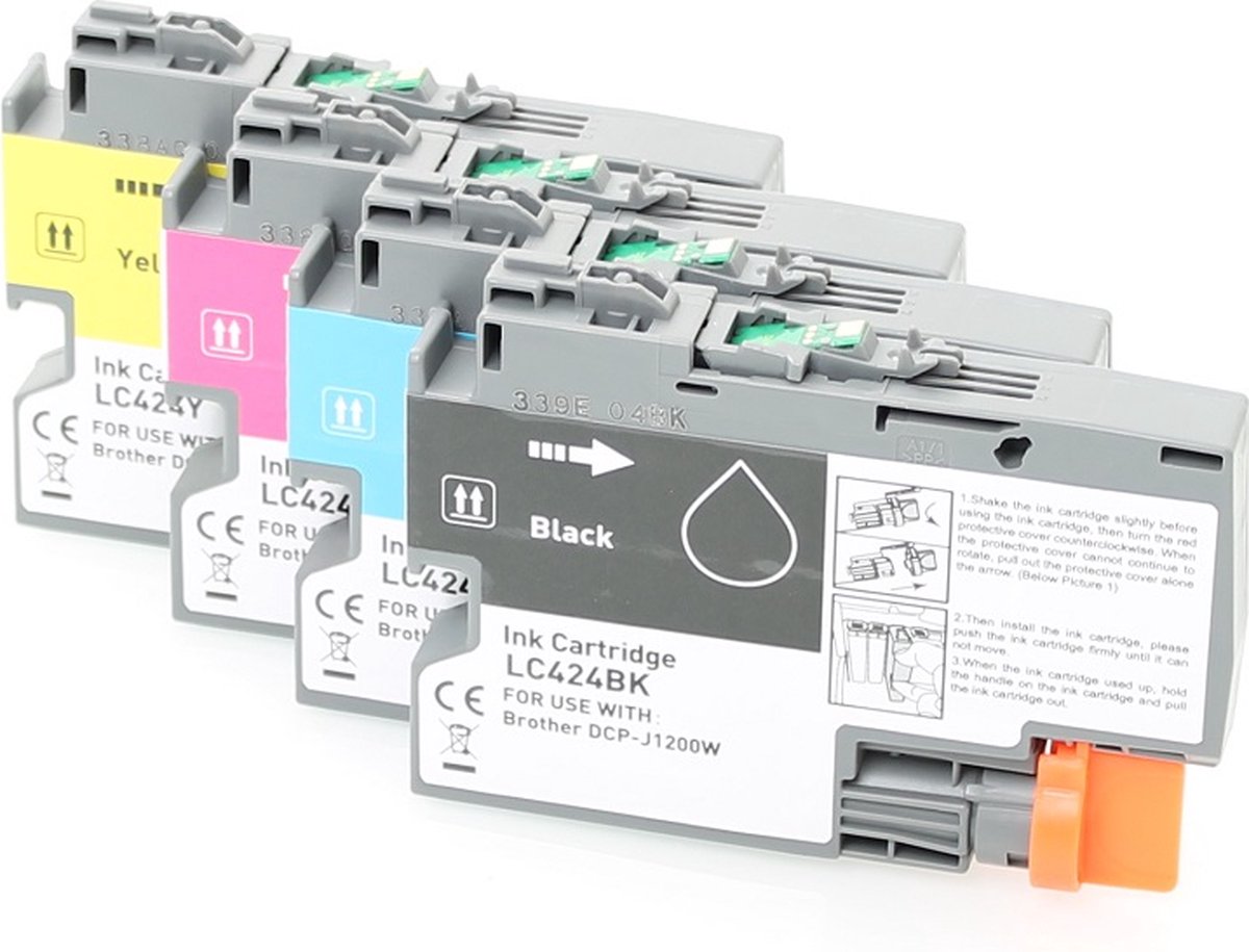 Cartouches D'encre Compatibles Brother LC424 - Lot 4 Couleurs (Noir, Cyan, Magenta, Jaune) - Pour DCP-J1200W / DCP-J1200WE - 3