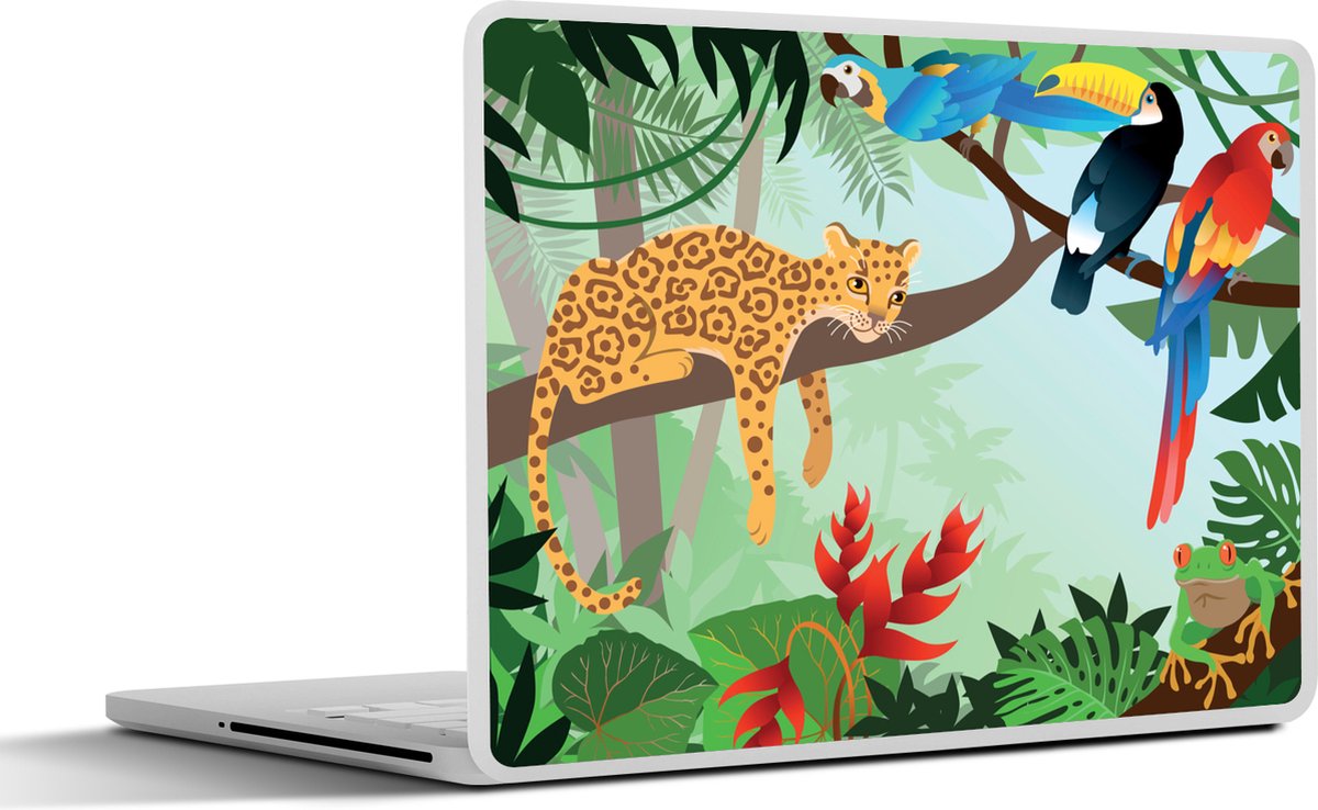 Laptop sticker - 15.6 inch - Jungle dieren - Toekan - Jongens - Meiden - Luipaard - 36x27,5cm - Laptopstickers - Laptop skin - Cover
