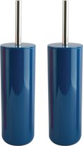 MSV Porto Toilet/wc-borstel houder - 2x - kunststof - marine blauw - 38 cm