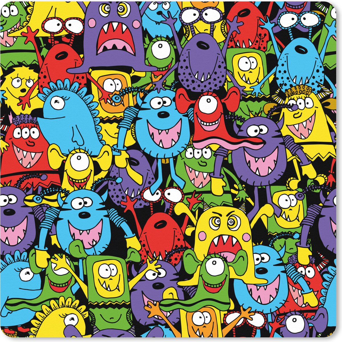 Muismat XXL 80x80 cm - Bureau onderlegger - Bureau mat Patronen - Monster - Grappig - Abstract - Meisjes - Jongens - Bureaumat - Gaming mousepad xl - Bureaulegger groot - Computer deskmat
