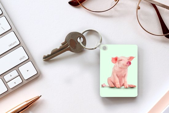 Porte-clés - Cochon - Rose - Prise - Animaux - Cadeaux - Plastique