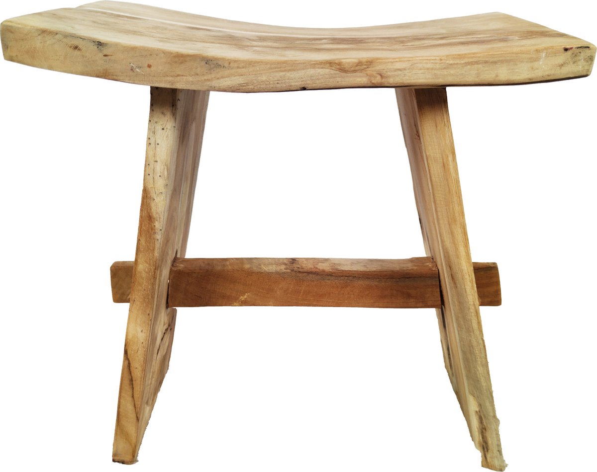 DKNC - Kruk - Teakhout - 47x28x47cm - Beige