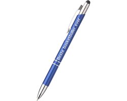 beste basketballer ever pen - blauw - gegraveerd - Basketbal - sporter - pen met tekst - leuke pennen - grappige pennen - sportpennen - sporter cadeau - cadeau - bedankje - afscheidscadeau teamgenoot - welkomst cadeau - met soft touch