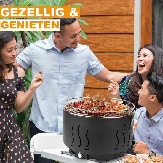 Happyment Houtskool barbecue grill Op batterijen Draagbare BBQ