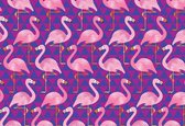 Fotobehang - Vlies Behang - Roze Flamingo's - Geometrie - 312 x 219 cm