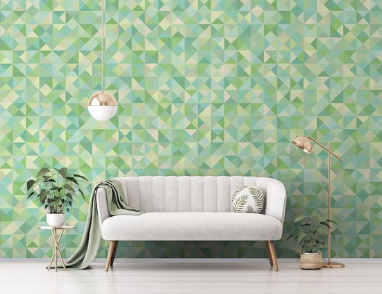 Papier peint photo - Papier peint intissé - Triangles Verts - Géométrie - 520 x 318 cm