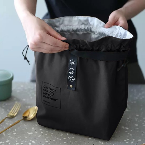 Lopoleis® Lunchtas - Koeltas - Picknicktas - Koelzak - Waterdicht - Coolbag - Lunch bag - Koeltasje - Koeltas lunch - Koeltasje Klein - Zwart van Lopoleis — afbeelding 4