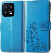 Mobigear Telefoonhoesje geschikt voor Xiaomi 13 Hoesje | Mobigear Clover Bookcase Portemonnee | Pasjeshouder voor 3 Pasjes | Telefoonhoesje voor Pinpas / OV Kaart / Rijbewijs - Blauw