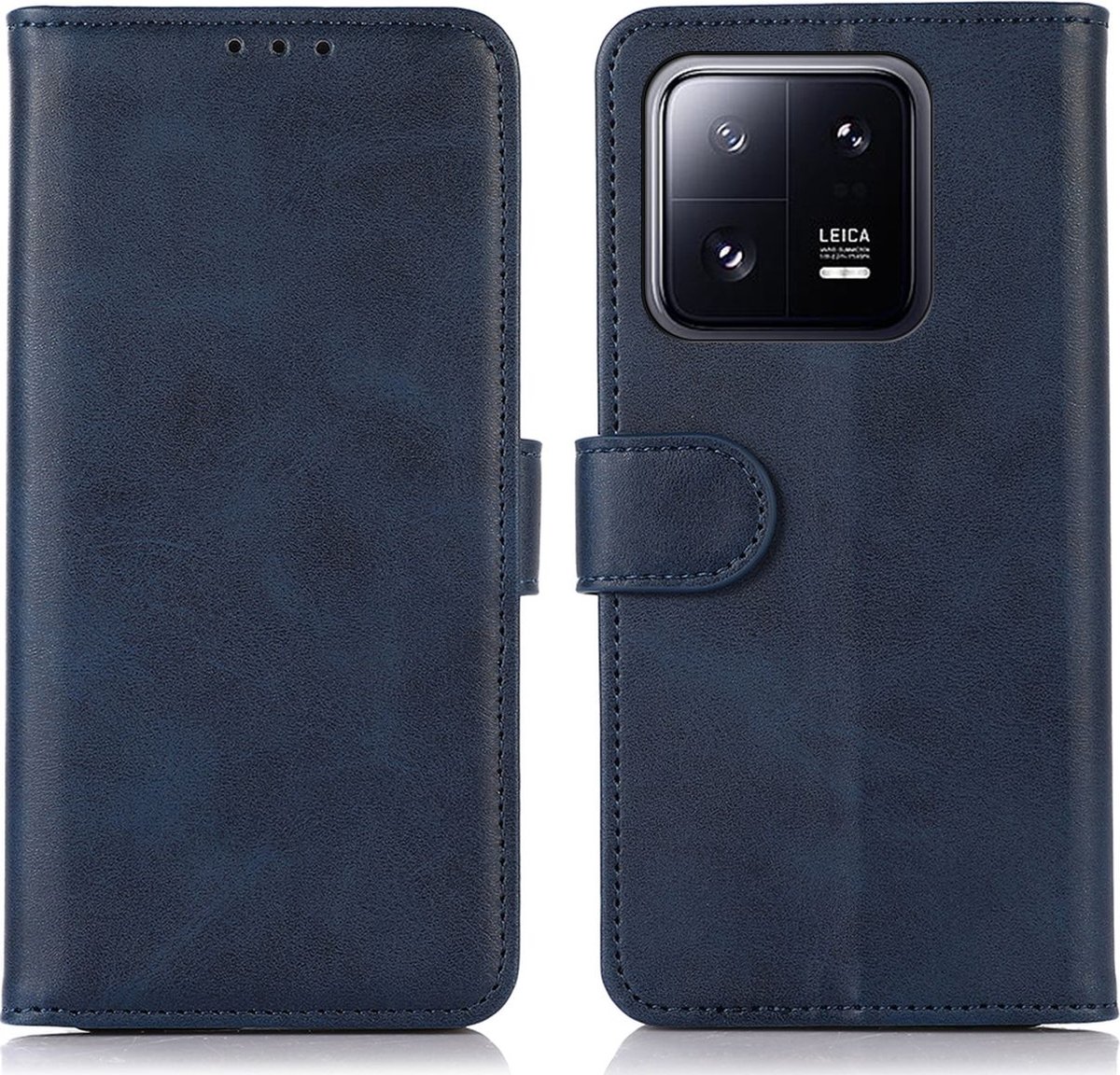 Mobigear Telefoonhoesje geschikt voor Xiaomi 13 Hoesje | Mobigear Wallet Bookcase Portemonnee | Pasjeshouder voor 3 Pasjes | Telefoonhoesje voor Pinpas / OV Kaart / Rijbewijs - Blauw