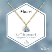 Bixorp Gems Geboortesteen Ketting Maart - Aquamarijn - Zirkona Hanger aan Goudkleurige Ketting - 45 + 5cm - Cadeau voor vrouwen