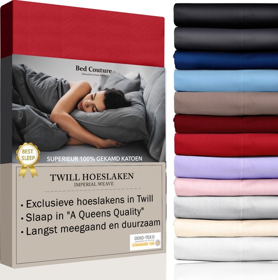 Bed Couture - Twill Hoeslaken van 100% Katoen - Hoekhoogte 30cm - Ultra Zacht en Duurzaam